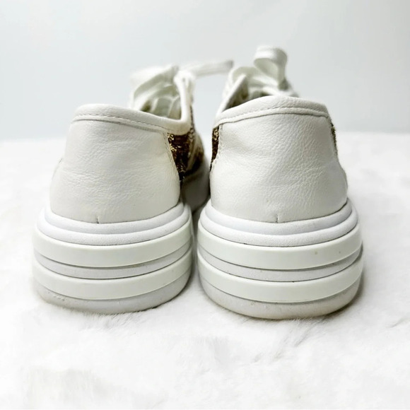 Geox Gold Sequin Tennis Shoes Size 7 - Picture 4 of 6
